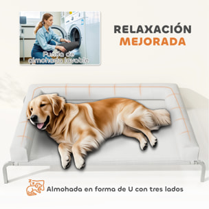 Cama Elevada para Perros Refrescante con Refuerzos Extraíbles Cama Elevada para Perros Grandes Portátil con Malla Transpirable Marco de Acero para Interior Exterior 130x90x30 cm Gris Claro