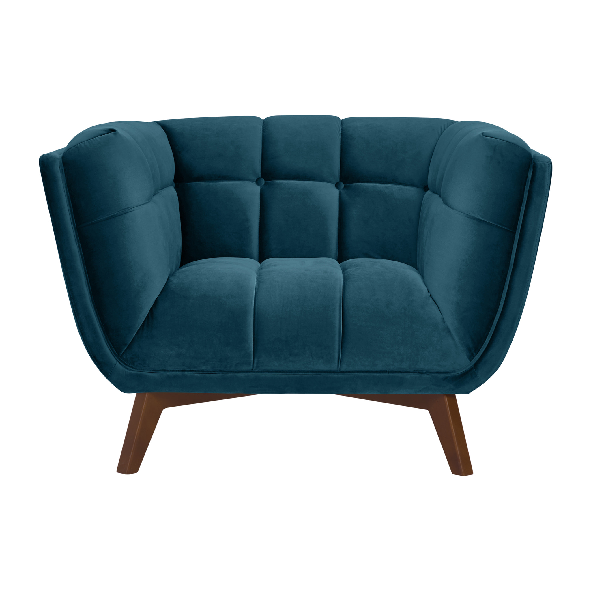 Fauteuil Mona en velours bleu foncé