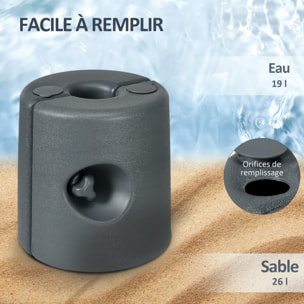 Lot de 4 poids de lestage cylindrique pour tonnelle barnum tente dim. Ø 22 / Ø 24 x 25H cm HDPE gris