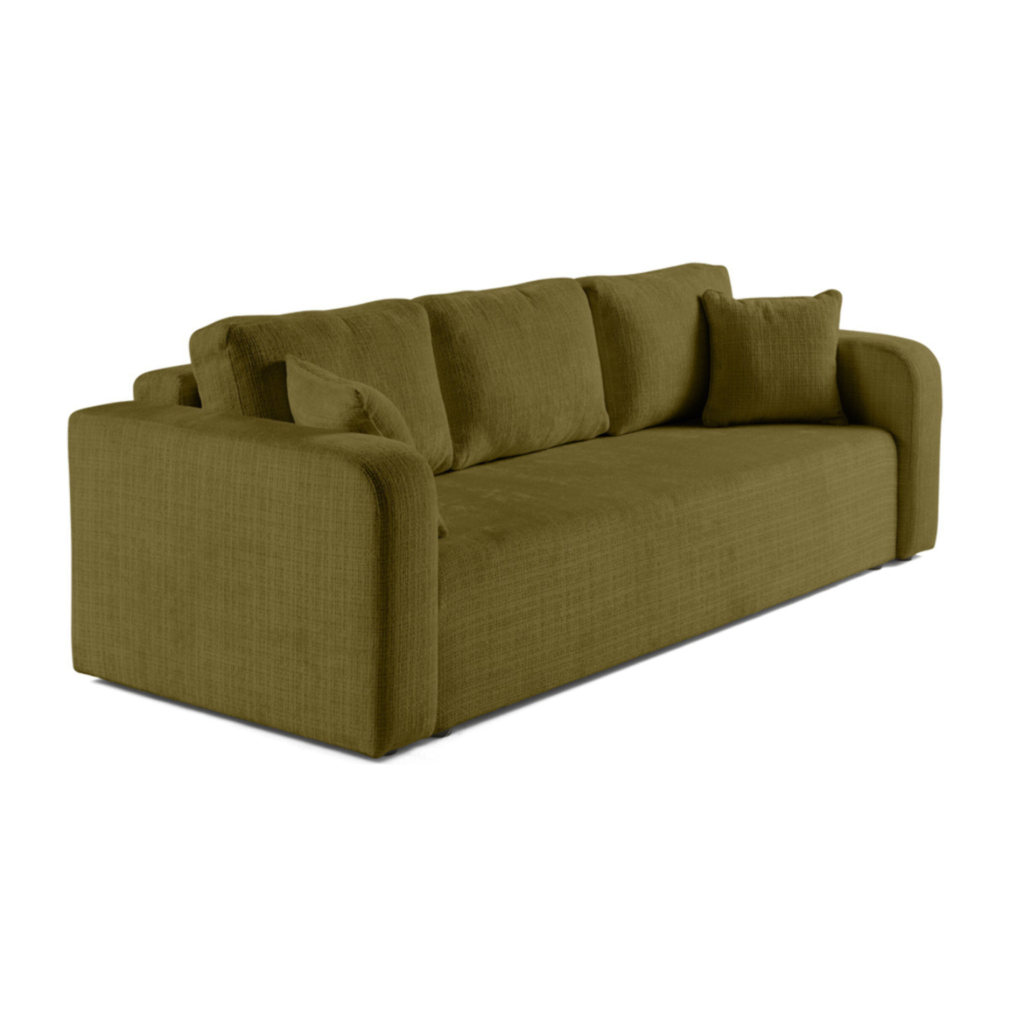 Miro - canapé droit 3 places - convertible avec coffre - en velours texturé - Vert Olive