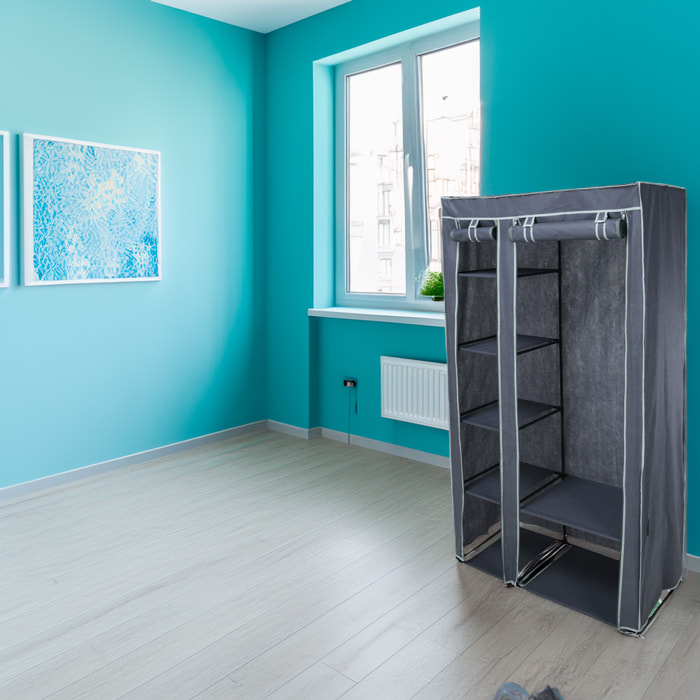 Well home armario organizador de ropa con barra de acero y 5 estantes 100x46xh174cm