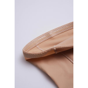 Slip riduttore in tulle beige a vita alta e compressione media