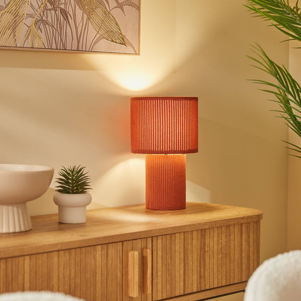 Lampe Jolina cylindrique H.28cm terracotta