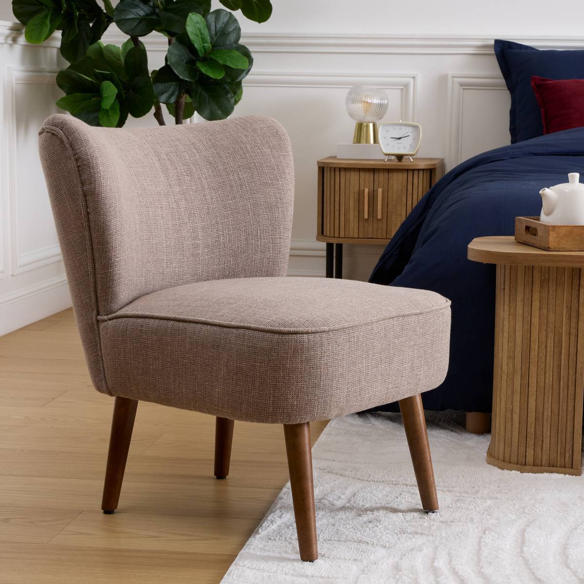 Fauteuil Aera en Tissu Beige foncé L69xl57xH72,5 cm