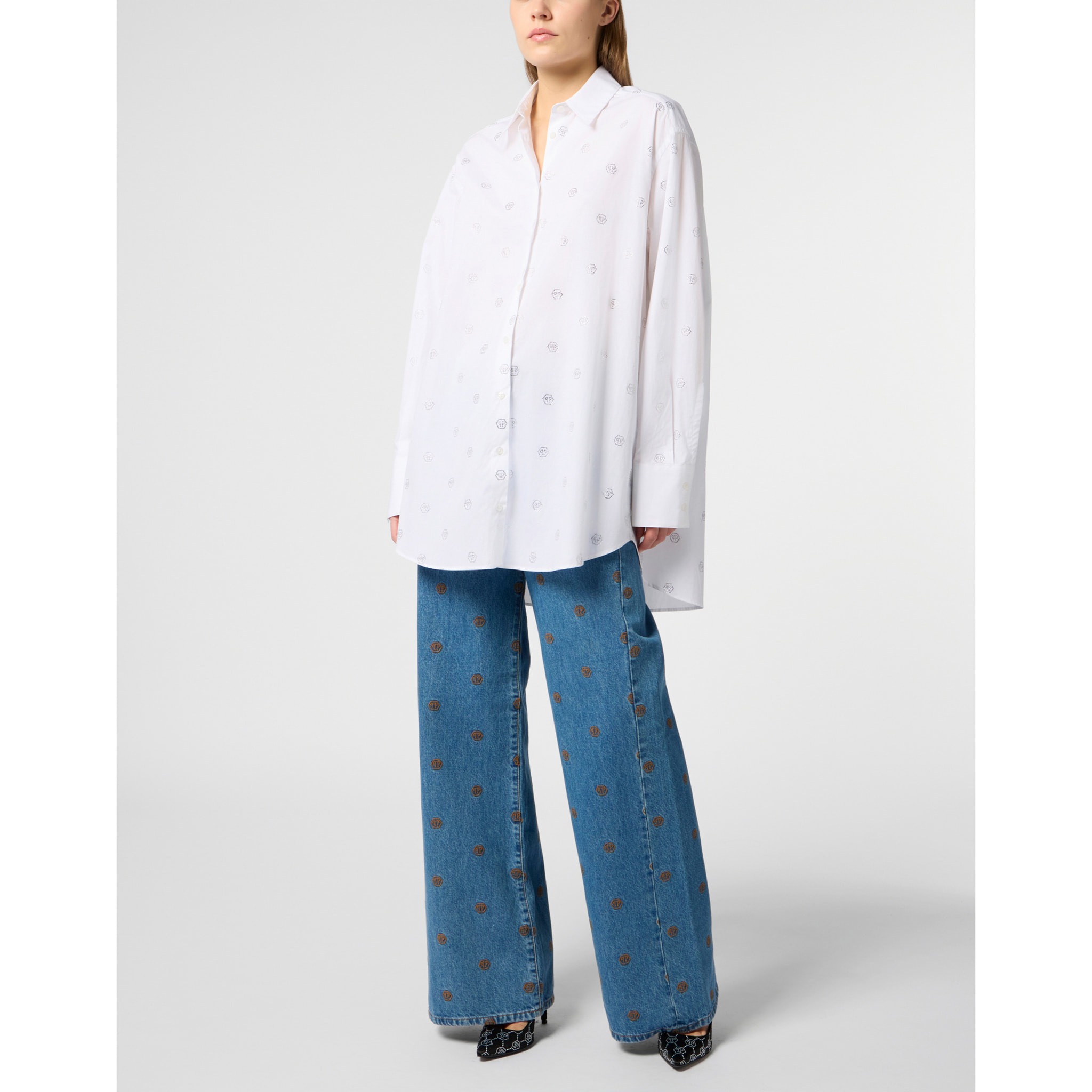 PHILIPP PLEIN Regular Fit Shirt Monogram Crystal