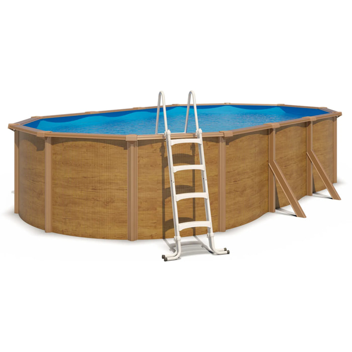 Piscine hors sol acier ovale 6,10 x 3,65 x 1,20 m aspect bois CANYON