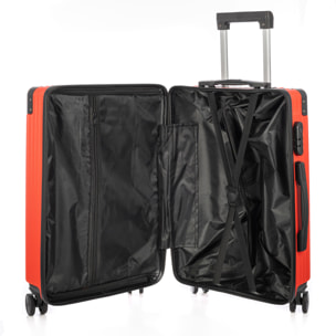 DAM Set di 3 valigie Trolley, in materiale leggero ABS ad alta resistenza con angoli rinforzati. Chiusura numerica e 4 ruote doppie estraibili e girevoli a 360°. 52x31x78 cm. Colore: Rosso