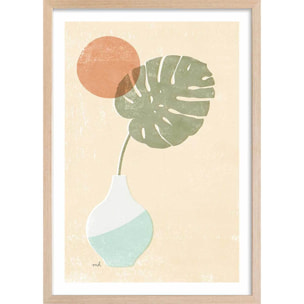Affiche Monstera blush Affiche + cadre en bois - Chêne