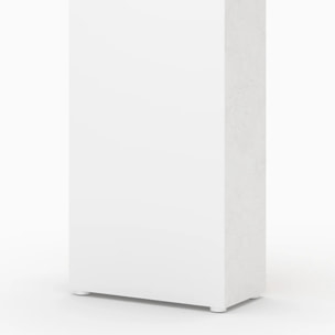 Bibliothèque en plâtre blanc cassé et bois d'acacia - Fira