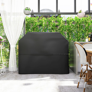 Funda para Barbacoa Exterior Impermeable Funda Protectora para BBQ de Tela Oxford 600D Anti-Viento Anti-Polvo Anti-Humedad Anti-UV Cubierta de Barbacoa con Cierres de Velcro 147x61x122 cm