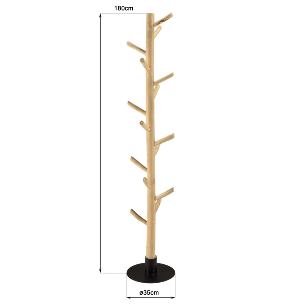 WILL - Porte-manteau multibranches en teck naturel