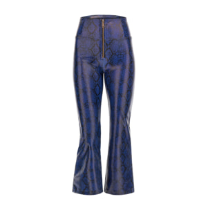 Pantaloni WR.UP® similpelle pitonata fondo flare cropped