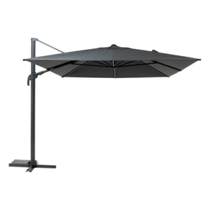 Parasol déporté rectangulaire "Melhia" anthracite avec LED 4 x 3m en aluminium acier et oléfine