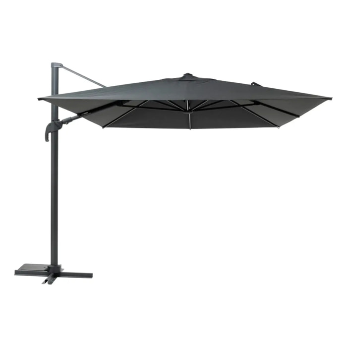 Parasol déporté rectangulaire "Melhia" anthracite avec LED 4 x 3m en aluminium acier et oléfine