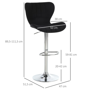 Lot de 2 tabourets de bar – Hauteur réglable – Pivotants 360°