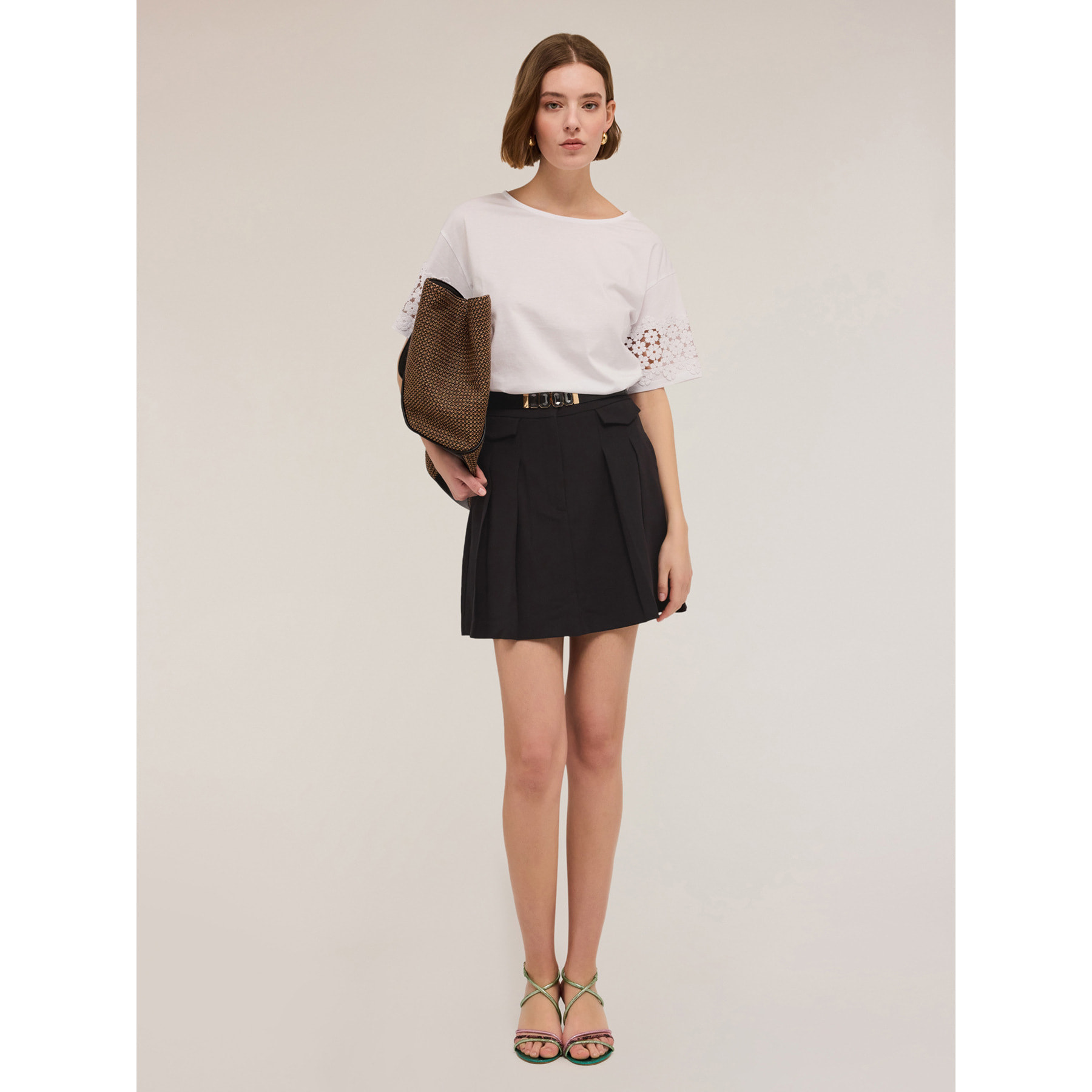 Motivi - T-shirt con maniche effetto crochet - Bianco