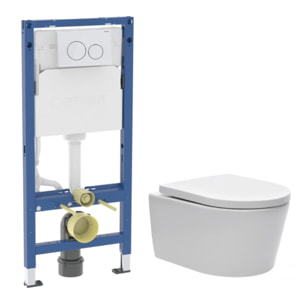 Duofix pack WC bâti-support + WC suspendu sans bride Swiss Aqua Technologies avec abattant SoftClose + plaque (GEBSTBRWR03-FR)
