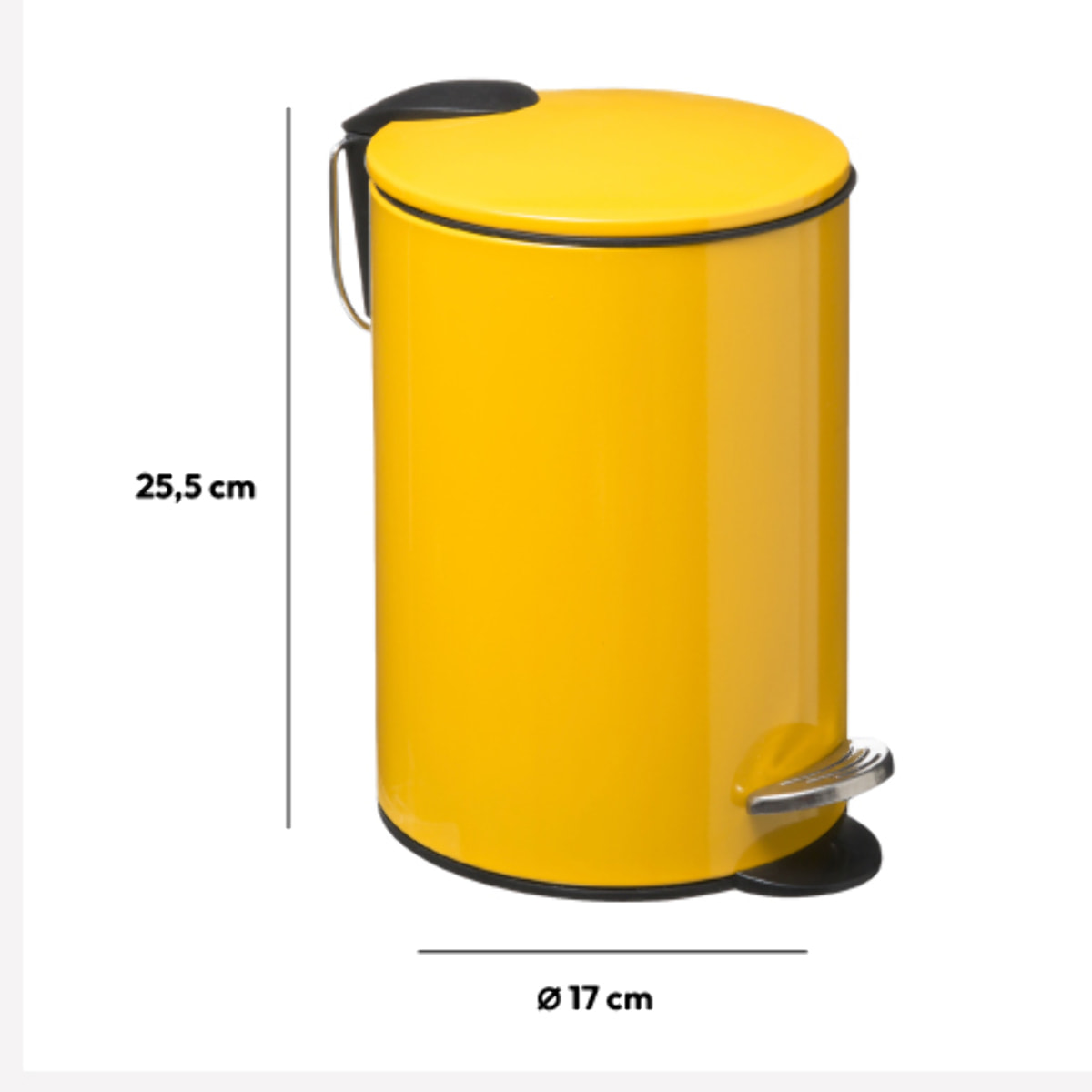 Poubelle métal Soft Close 3L Jaune Colorama