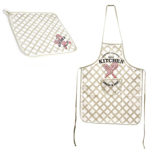 Set di grembiule + strofinaccio da cucina.