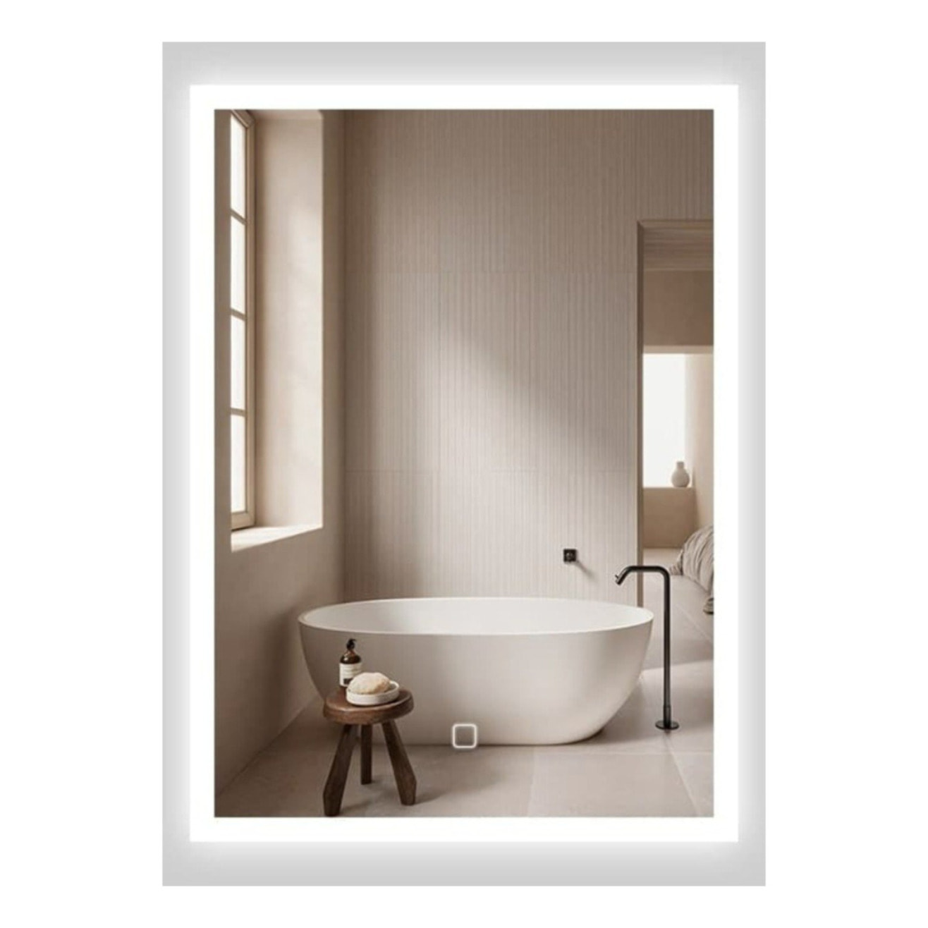 Feel 60x80 cm miroir suspendu rectangulaire avec éclairage LED 3 couleurs et capteur, blanc  (SATZFEELOBLED6080)