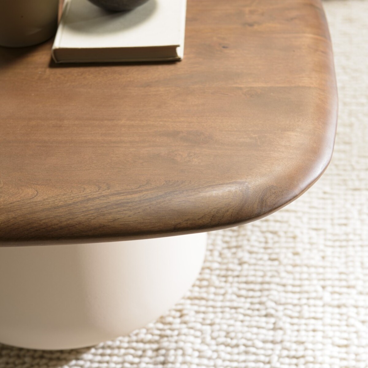 JAMES - Table basse 70x70cm en manguier pied métal ivoire JAMES (2 COLIS)