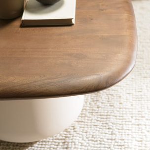 JAMES - Table basse 70x70cm en manguier pied métal ivoire JAMES (2 COLIS)