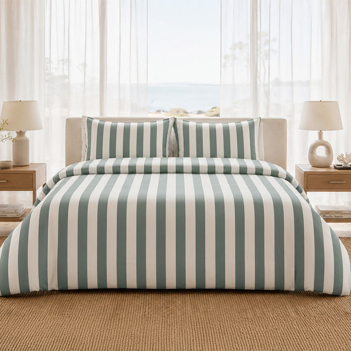 Parure housse de couette 100% percale de coton rayures verticales - TALAM
