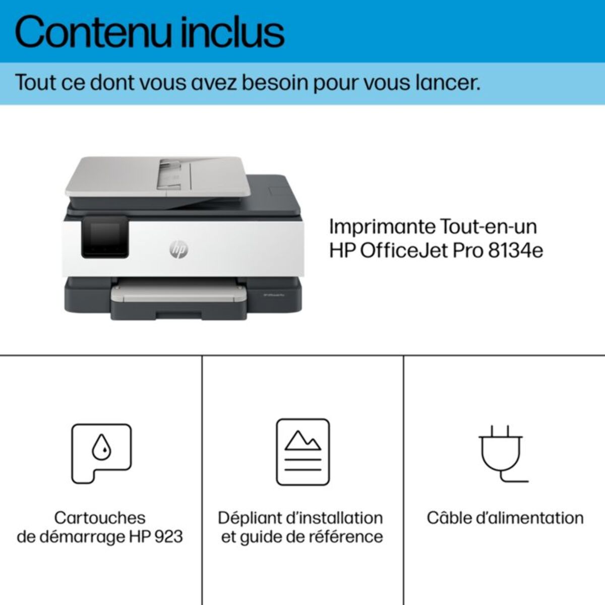 Imprimante jet d'encre HP OfficeJet Pro 8134e éligible Instant Ink