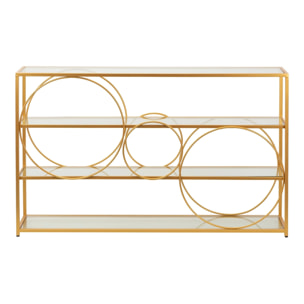 Consola Metal Dorado C/ Cristales 130x30x80 Cm