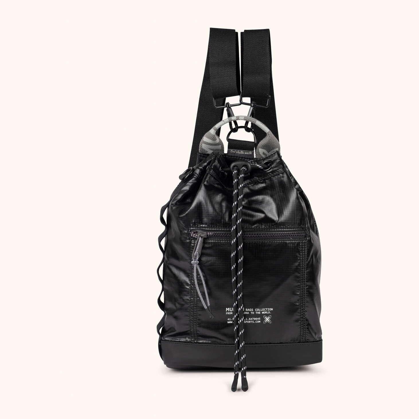 Mochila Saco Adaptable en Poliamida Reciclada DEEP RECYCLED DRAWSTRING BACKPACK BLACK