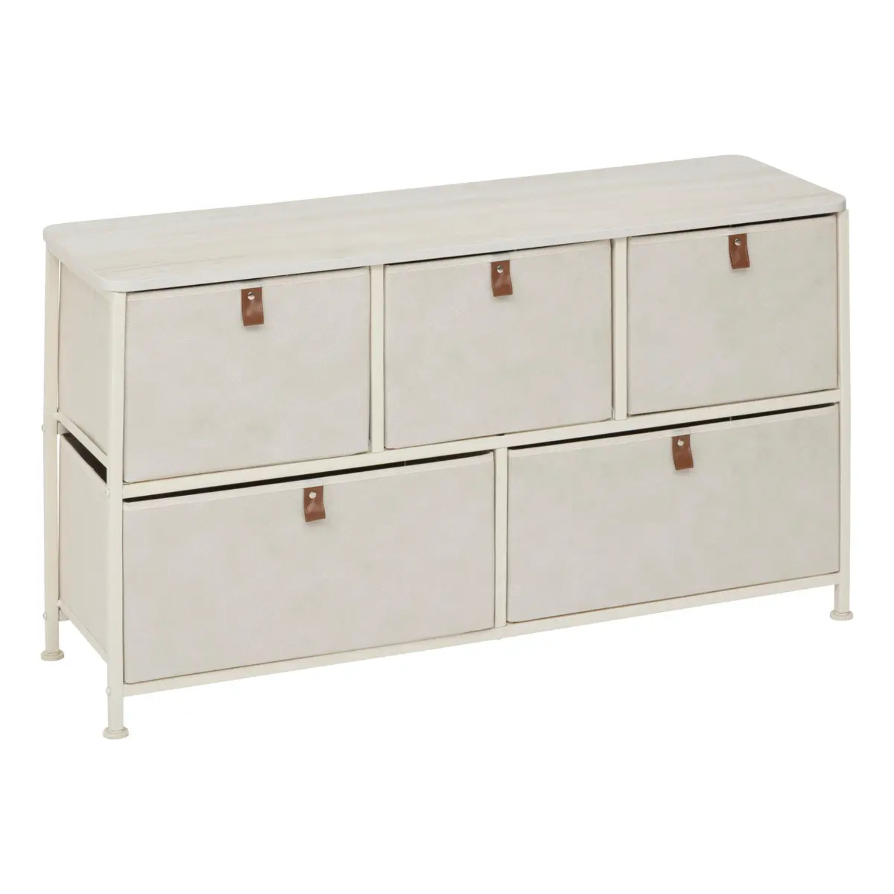 Commode basse Tissa beige 5 tiroirs