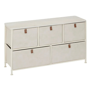 Commode basse Tissa beige 5 tiroirs