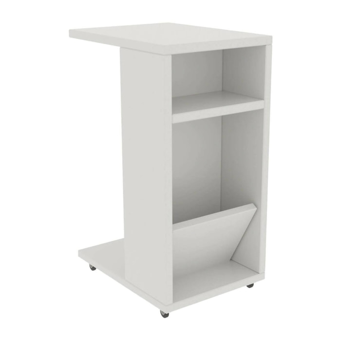 Tavolino da salotto Blas, Tavolo basso da caffè, Portariviste per divano, Ripiano da soggiorno, 30x40h63 cm, Bianco