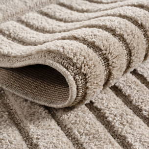 TURIN - Tapis moderne à motif graphique en relief beige