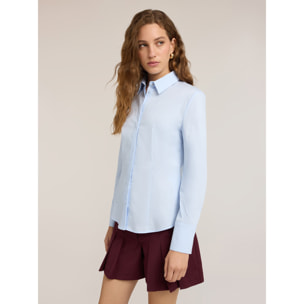 Motivi - Camicia in popeline con bottoni nascosti - Azzurro