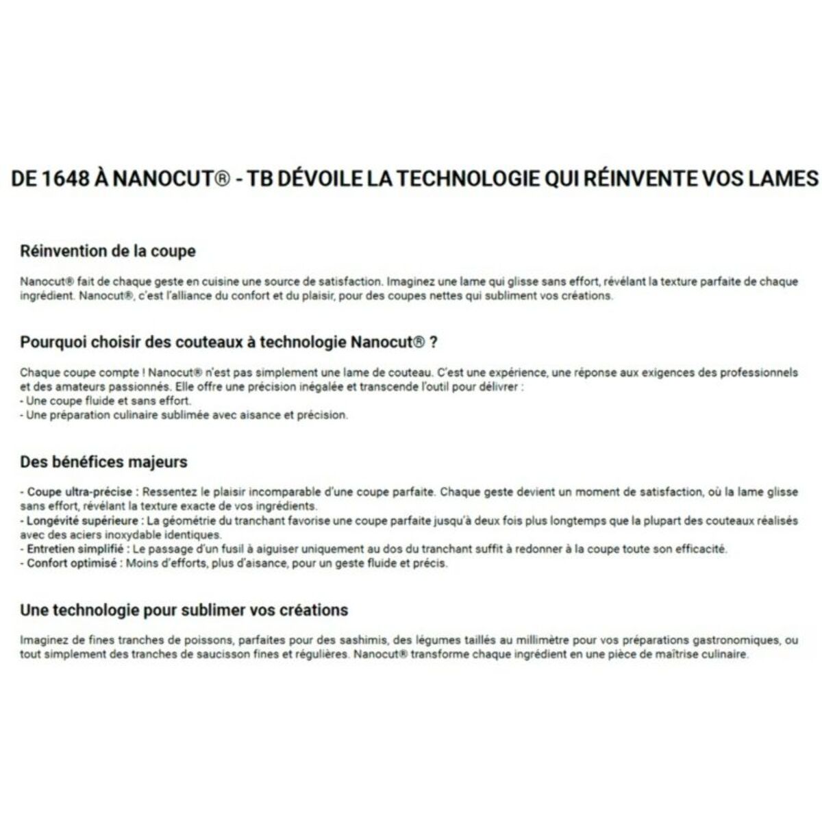 Couteau japonais TB Yanagiba equilibre Nanocut