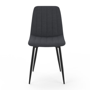 Chaises Fiona velours gris foncé pieds métal noirs - lot de 6