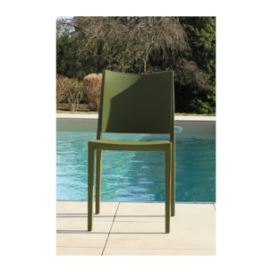 Lot de 2 chaises de jardin en plastique - vert olive - LAGOS