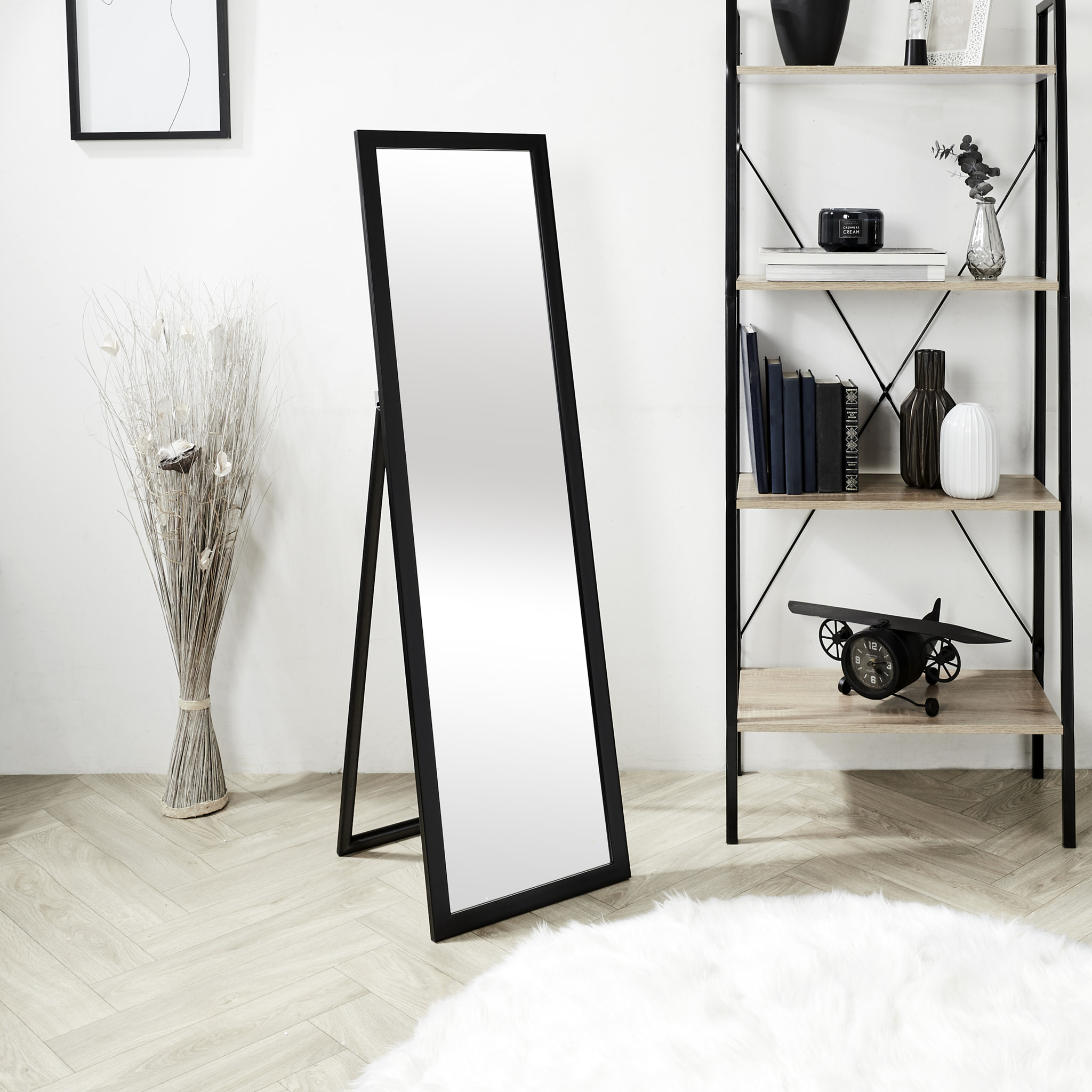 Miroir Sur Pied Noir 124cm