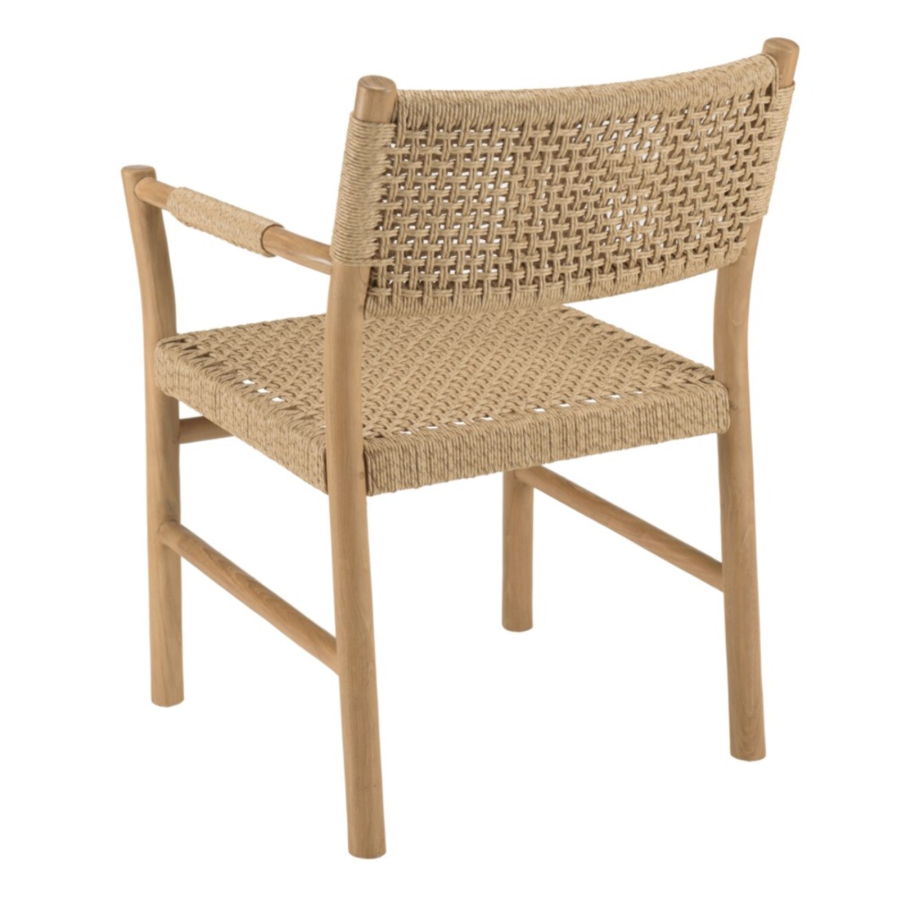 VALERIA - Lot de 2 fauteuils jardin accoudoirs teck rotin synthétique beige