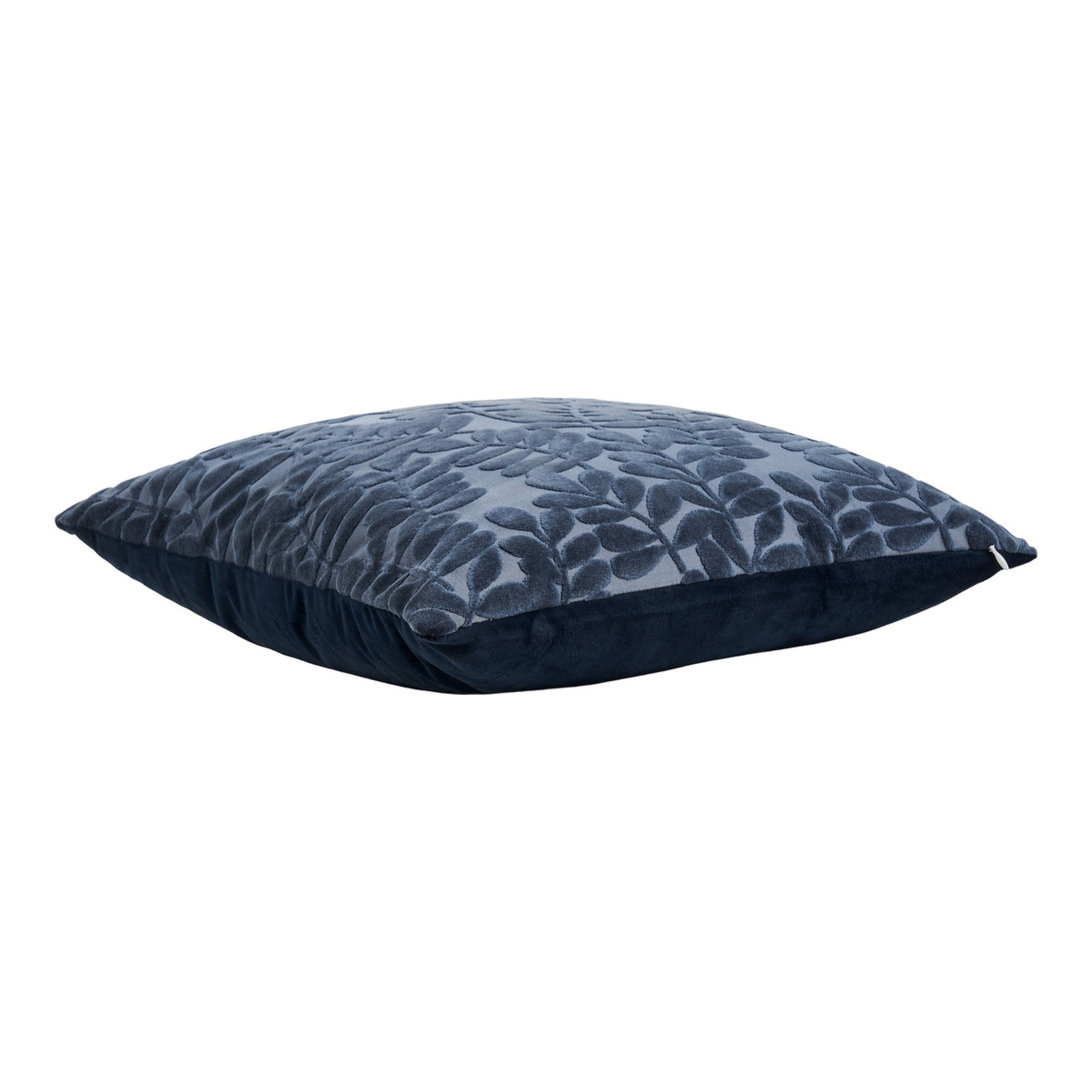 Cuscino Yona blu con motivo foglie in rilievo 45×45 cm