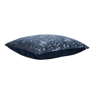 Cuscino Yona blu con motivo foglie in rilievo 45×45 cm