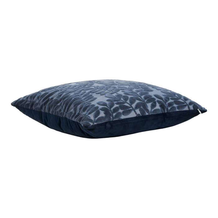 Cuscino Yona blu con motivo foglie in rilievo 45×45 cm