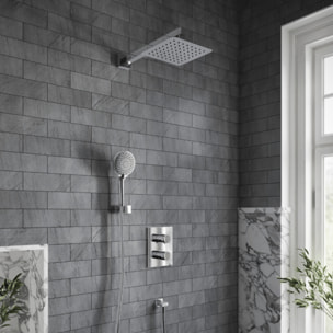 Bras mural pour douche de tête Universal Showers rectangle chromé