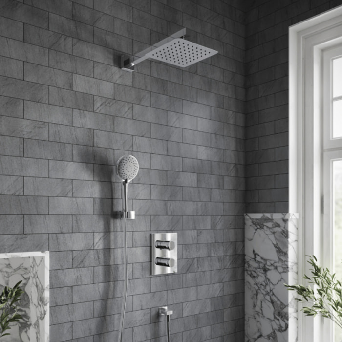 Bras mural pour douche de tête Universal Showers rectangle chromé