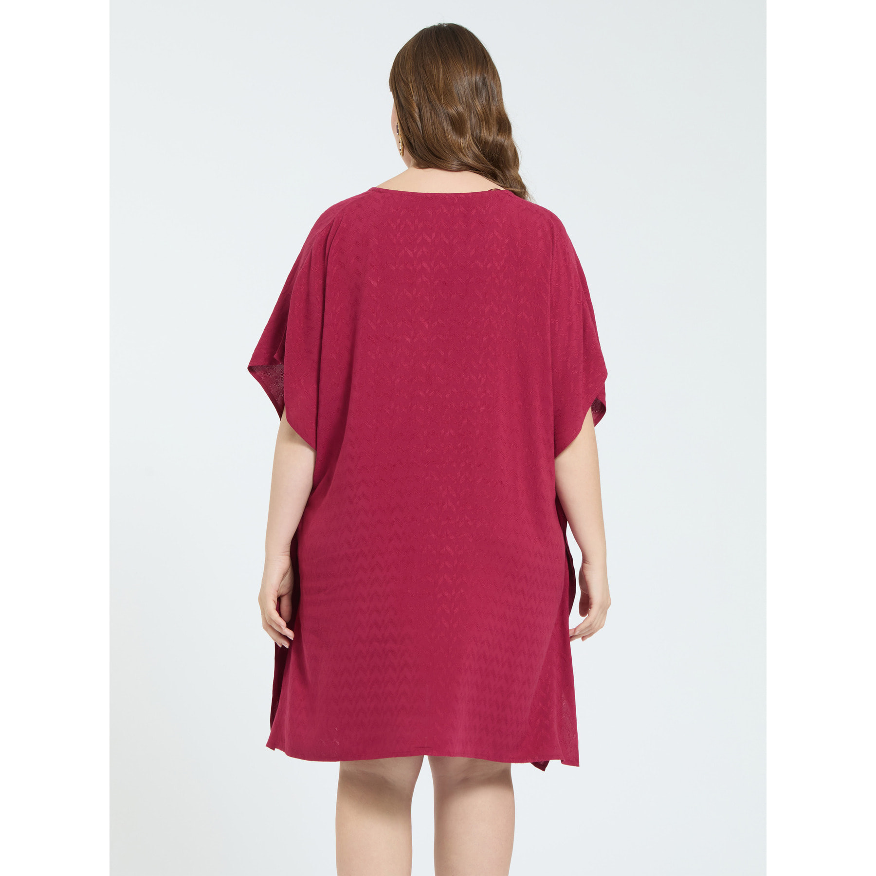 Fiorella Rubino - Caftán cerrado en viscosa jacquard - Burgundy