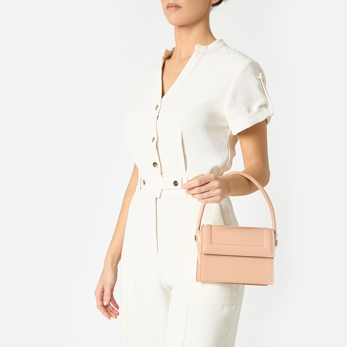 Mini bag donna nude in vernice