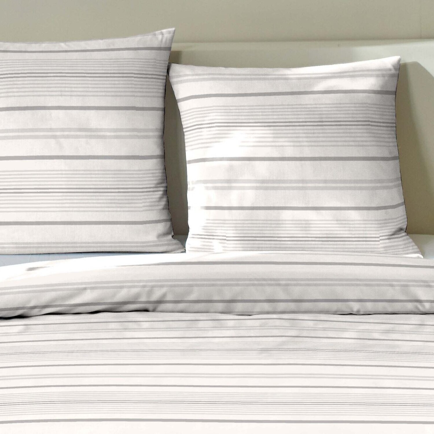 Parure housse de couette coton gris perle