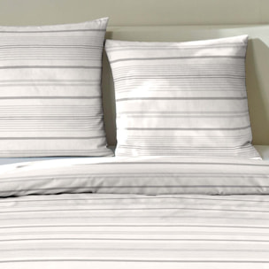 Parure housse de couette coton gris perle