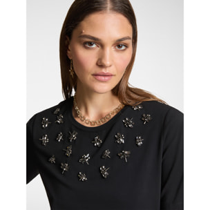 Elena Mirò - Camiseta con bordado de libélulas - Negro